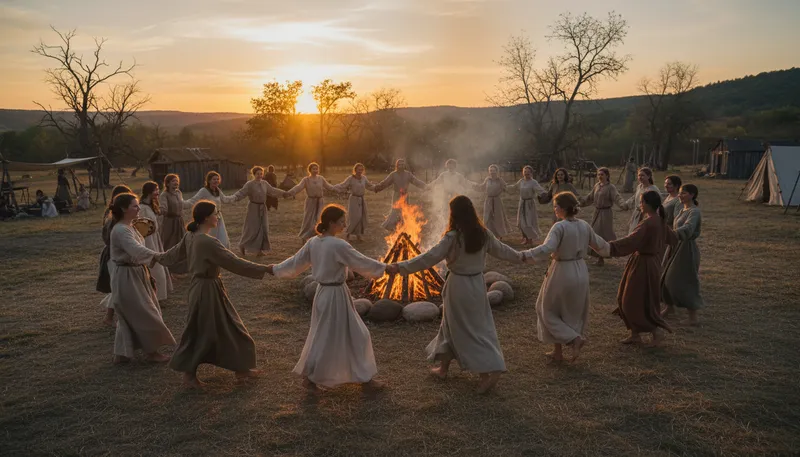 Illustration of folk: People sharing a common culture or tradition.