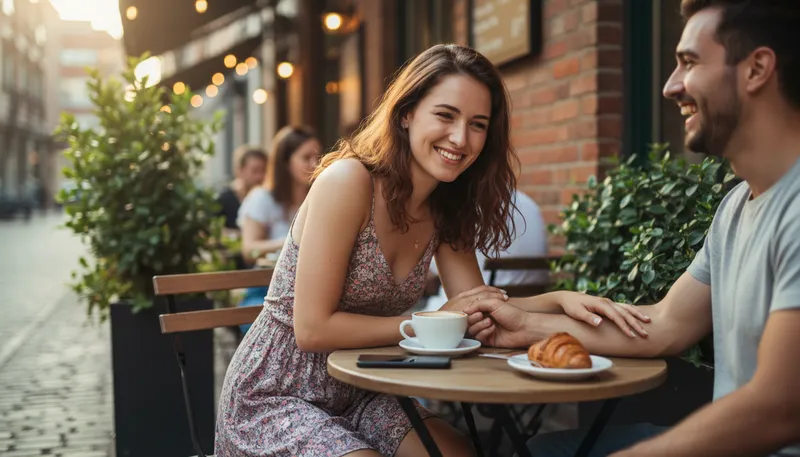 Illustration of flirty: Behaving in a playful or romantic way.
