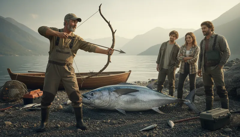 Illustration of pull the long bow: to exaggerate or lie about something
