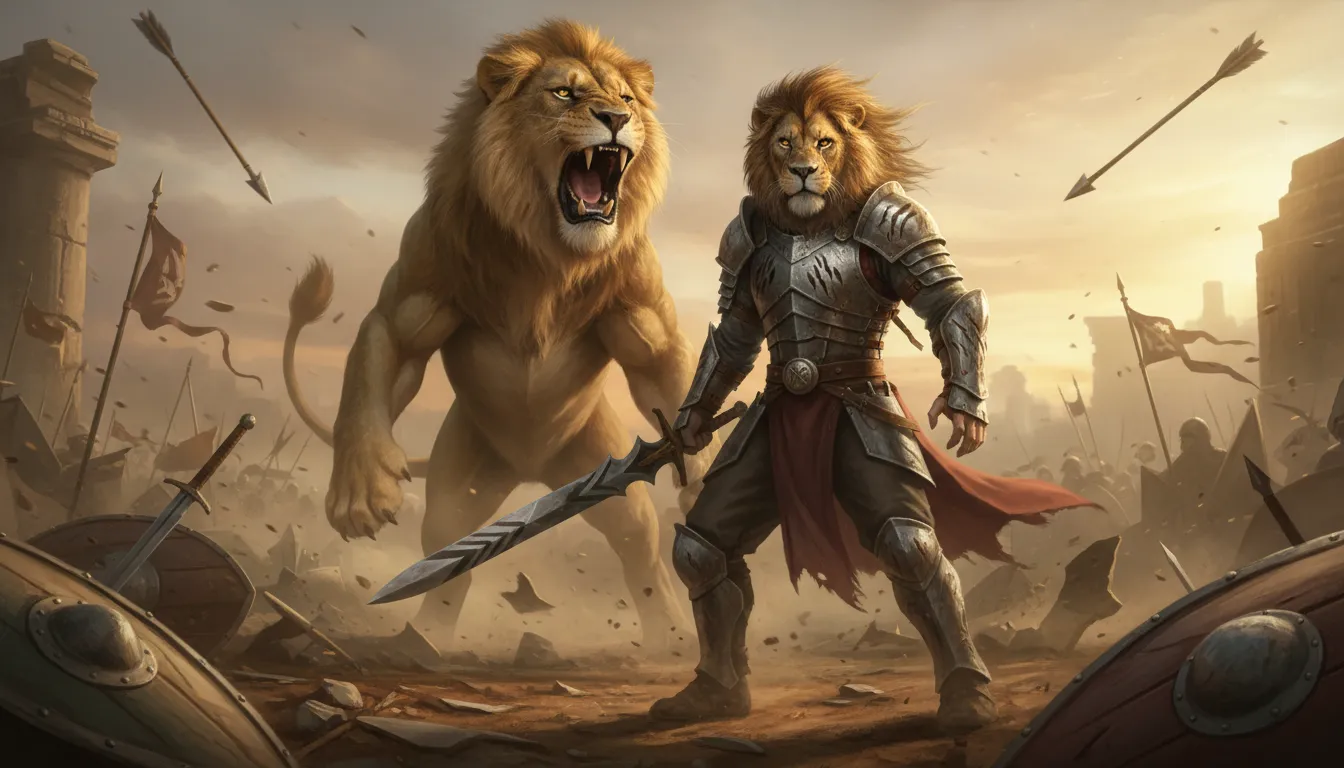 Ilustración de lion: symbol of bravery or strength