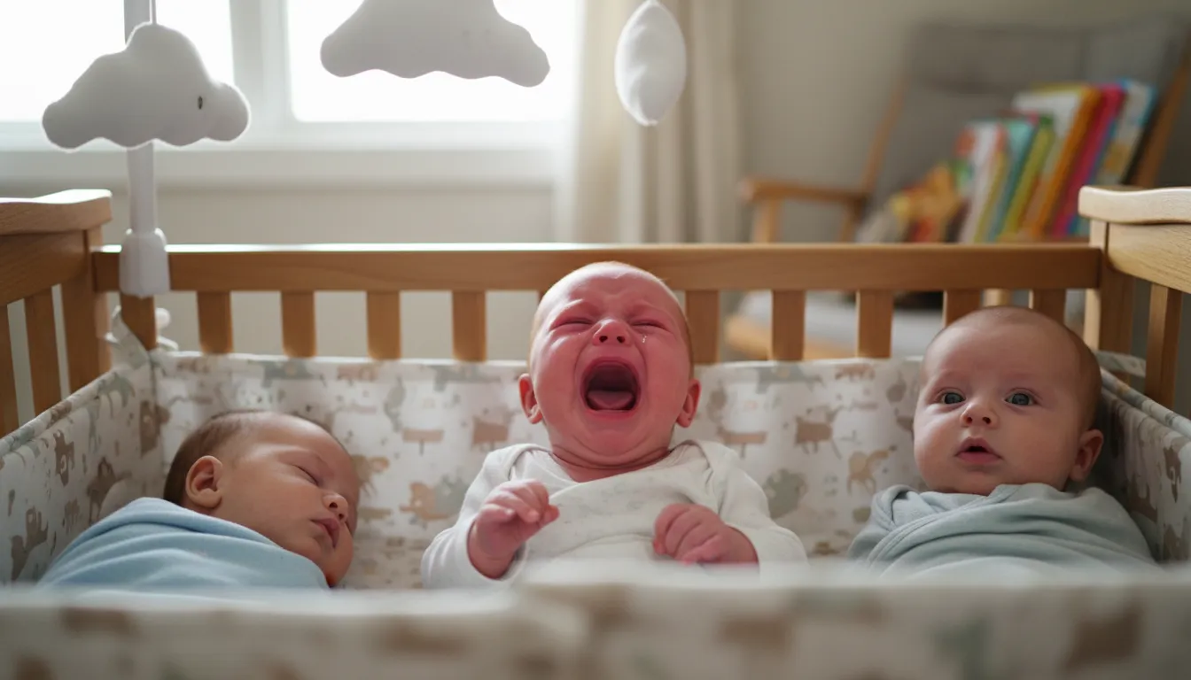 triplet 的插圖：One of three children born at the same time.