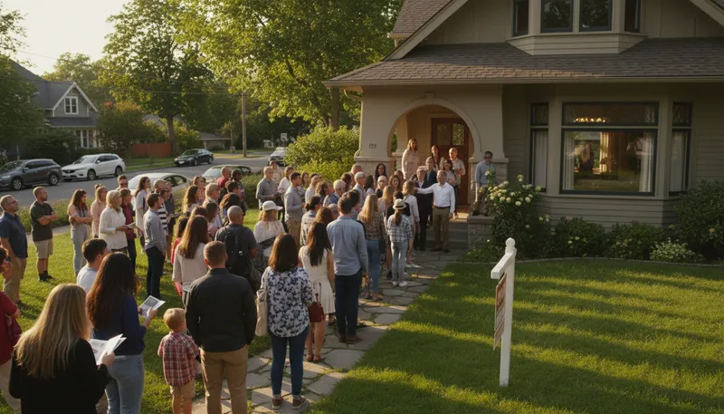 Illustration of homebuyers: People looking to purchase a house.