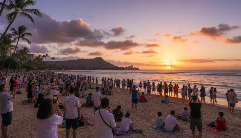Illustration of waikiki: A famous beach in Hawaii.