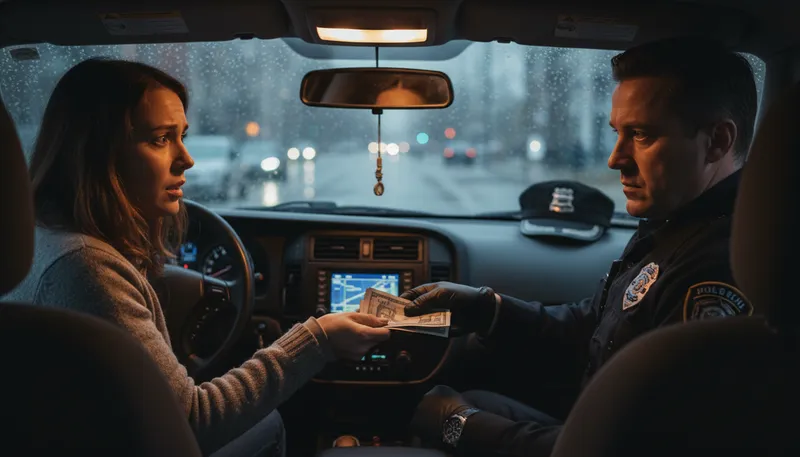 Illustration of bribe: Money offered to influence someone unfairly.
