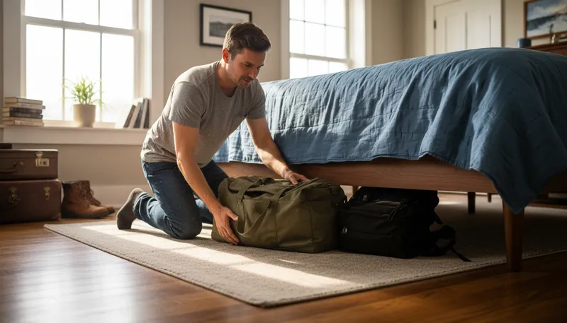 Illustration of stow: To pack away neatly.