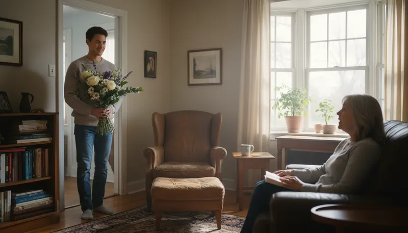 Illustration of lodger: A person renting a room in a house.