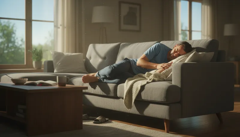 Illustration of take a nap: sleep briefly during the day.