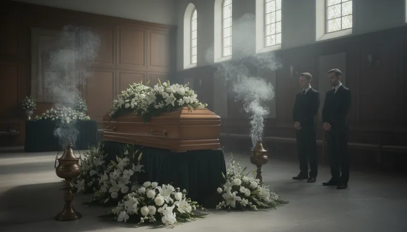 Illustration of mortuary: A place where bodies are prepared for burial.