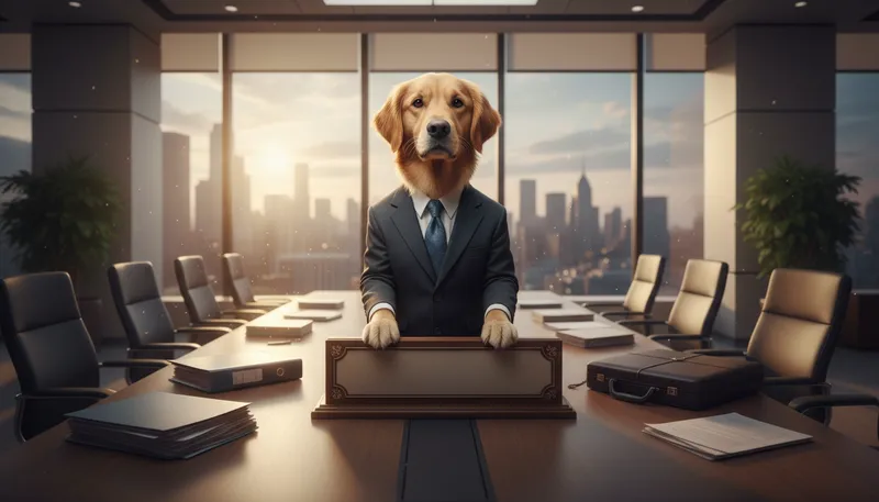Illustration of dog in the hunt: having a stake or interest in a situation