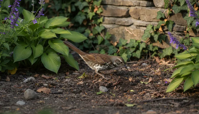 Illustration of thrasher: A bird known for its aggressive behavior.