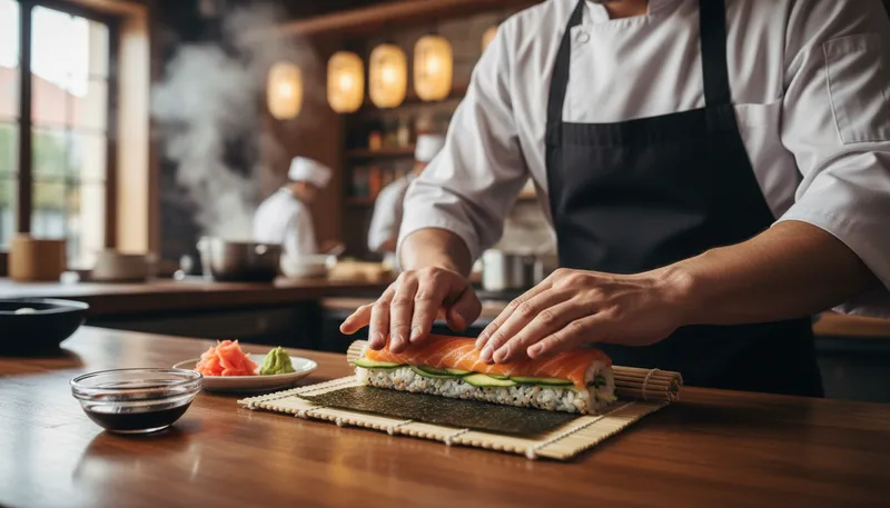 Illustration of maki: a type of sushi roll.