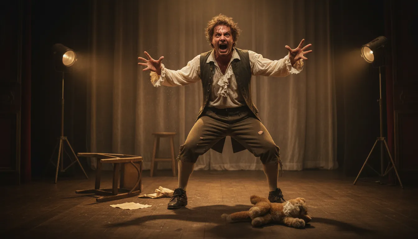 Illustration de tear a cat : to rant and rave wildly while acting