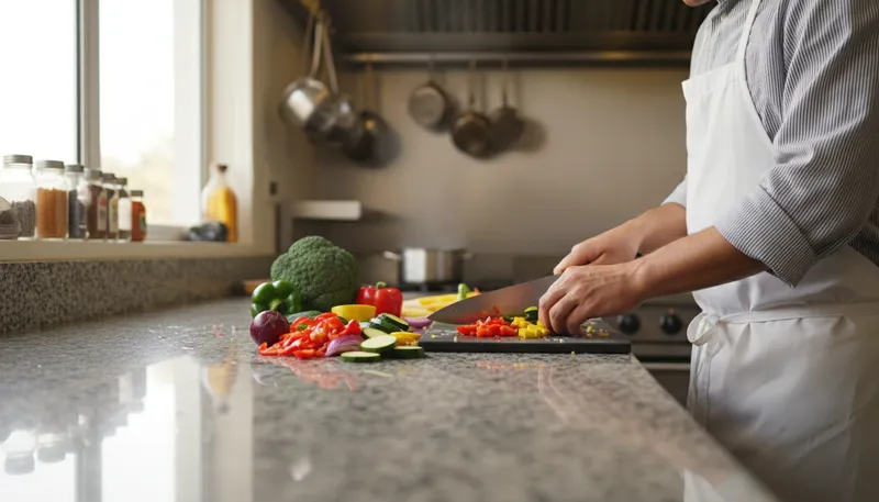 Illustration of counter: A surface for preparing or serving food.