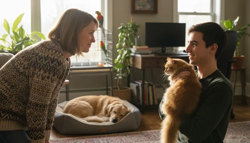 Illustration of do you have any pets: asking someone about their animals