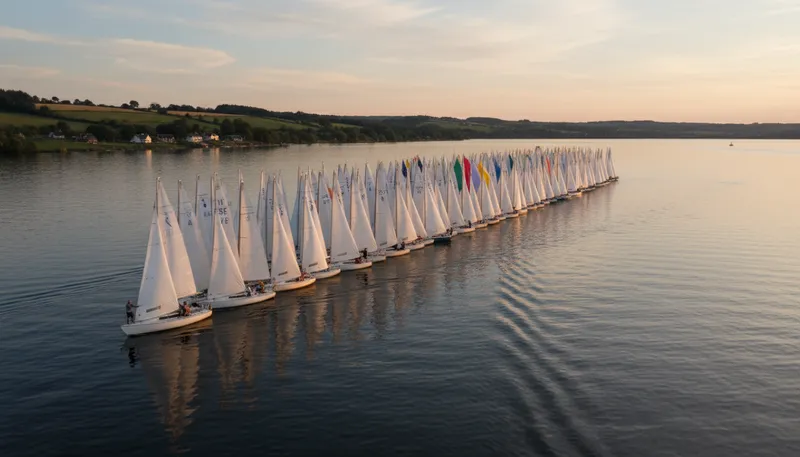 Illustration of crowd sail: A large group of people sailing together.