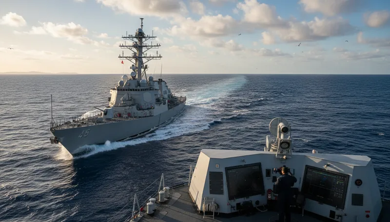 Illustration of destroyer: A ship designed to destroy enemy forces.