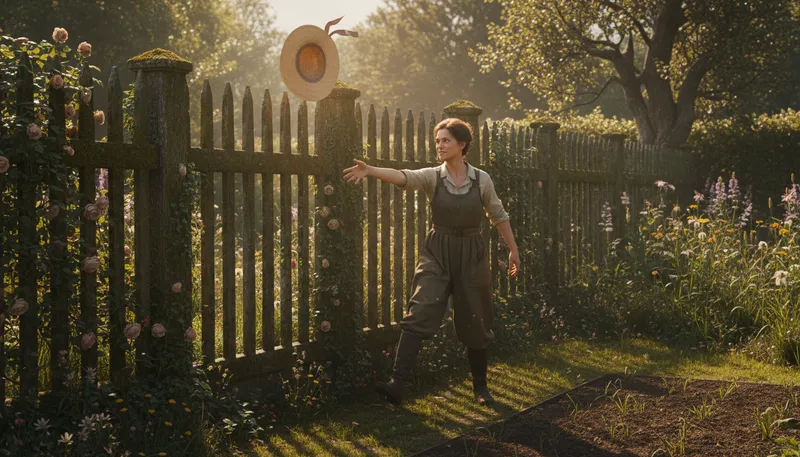 Illustration of throw one's hat over the fence: commit to a challenge or goal.