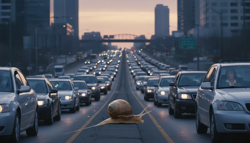 Illustration of snail's pace: very slow speed