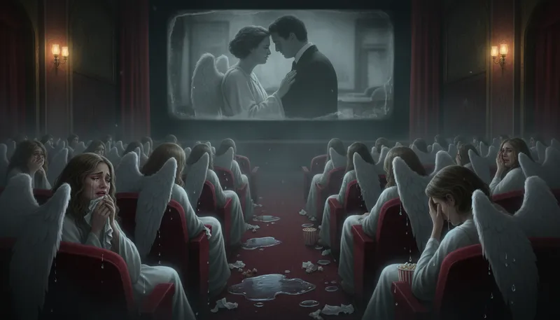 Illustration of enough to make the angels weep: extremely sad or moving