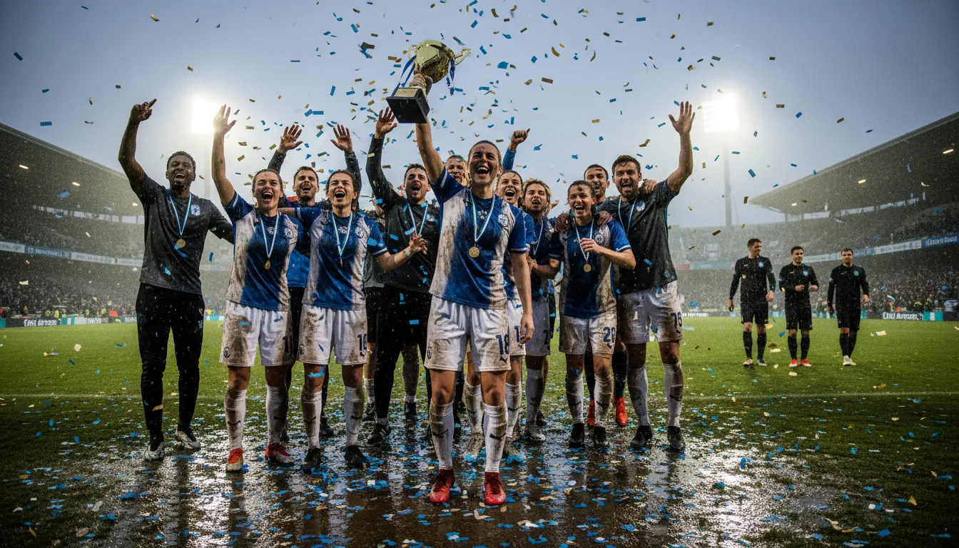 Illustration von on top: having victory or success