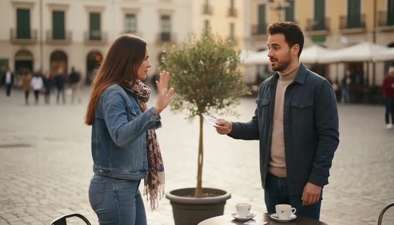 Illustration of rebuff: To reject or turn away someone.