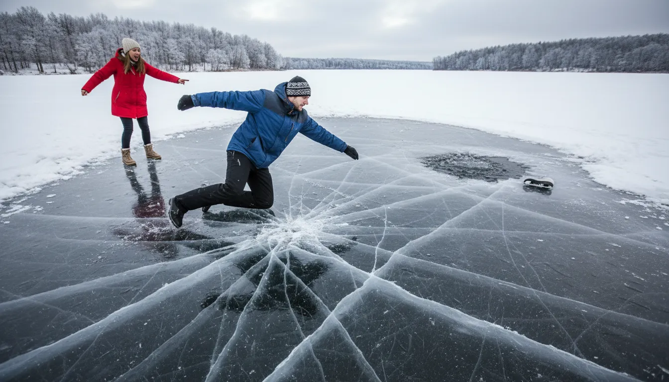 Illustrazione di skate on thin ice: engage in risky behavior