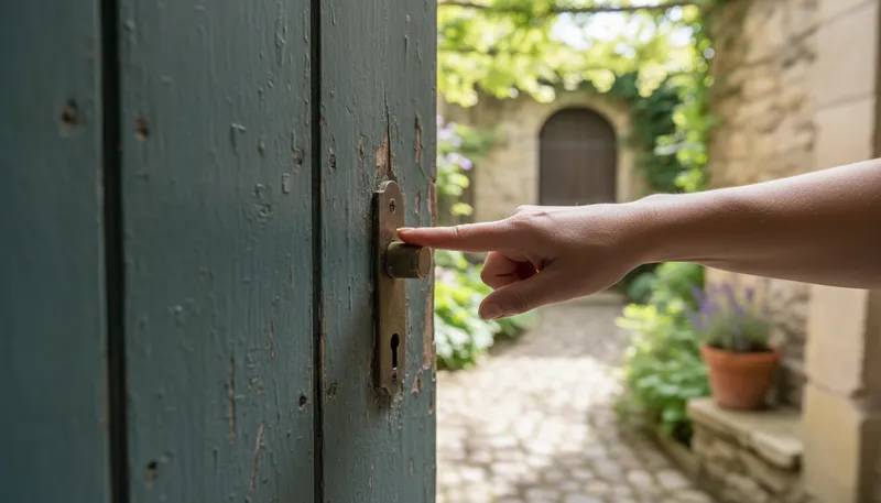 Illustration of latch: A device for securing a door or gate.