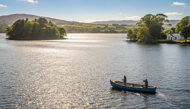 Illustration of fermanagh: A county in Northern Ireland known for lakes.