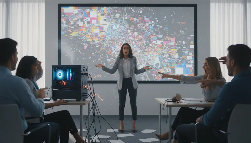 Illustration of haywire: out of control or malfunctioning