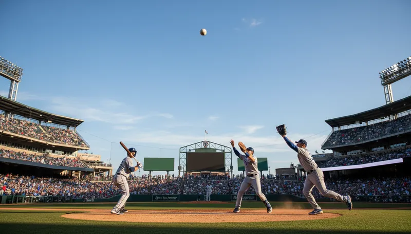 Illustration of center field: The middle area of a baseball field.