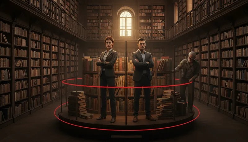 Illustration of corner: to trap or confine someone or something