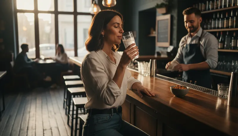 Illustration of wet one's whistle: To drink something, usually alcohol.