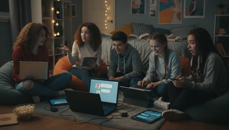 Illustration of chatroom: An online space for conversation.