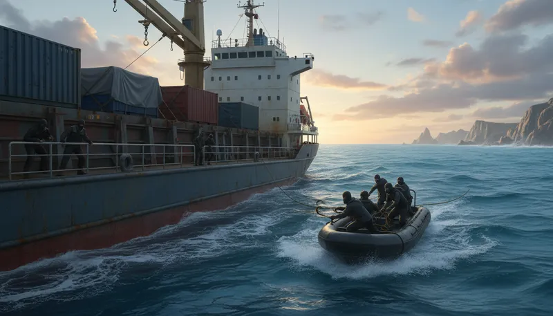 Illustration of piracy: Robbery at sea or illegal copying.