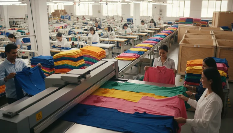 Illustration of textile: industry involved in the production of fabrics