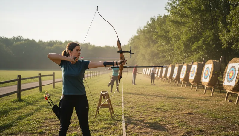 Illustration of archery: the sport or skill of shooting arrows with a bow.