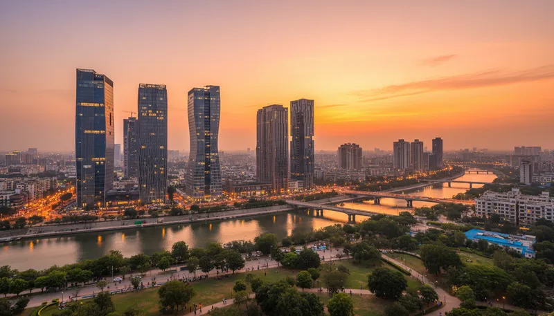 Illustration of noida: A city in India near Delhi.