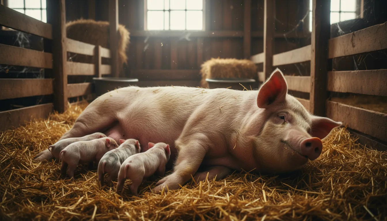farrow 的插图：to give birth to piglets