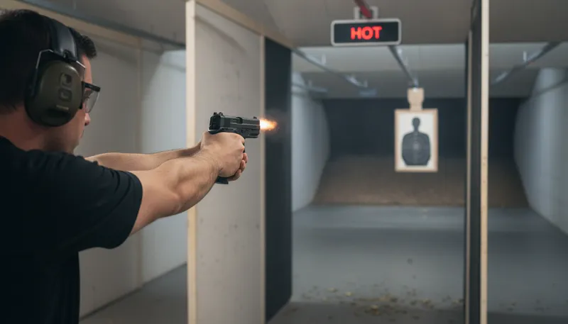 Illustration of fire: to shoot a weapon at a target