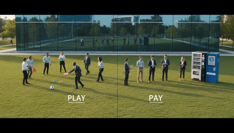 Illustration of play or pay: Choose to participate or face a penalty.