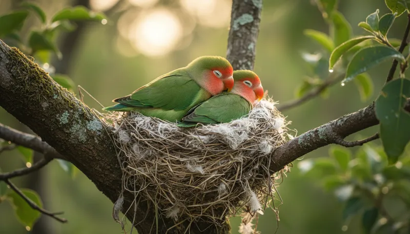 Illustration of lovebird: A small, affectionate parrot species.