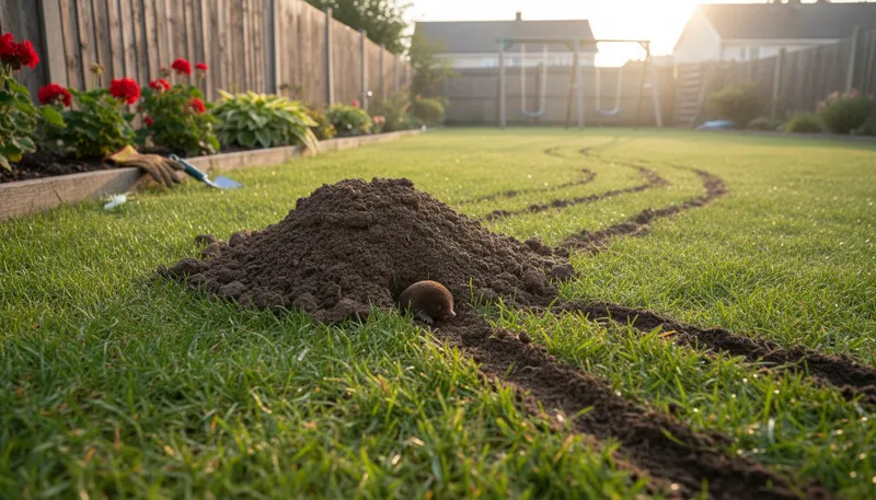 Illustration of mole: A small burrowing animal with soft fur.
