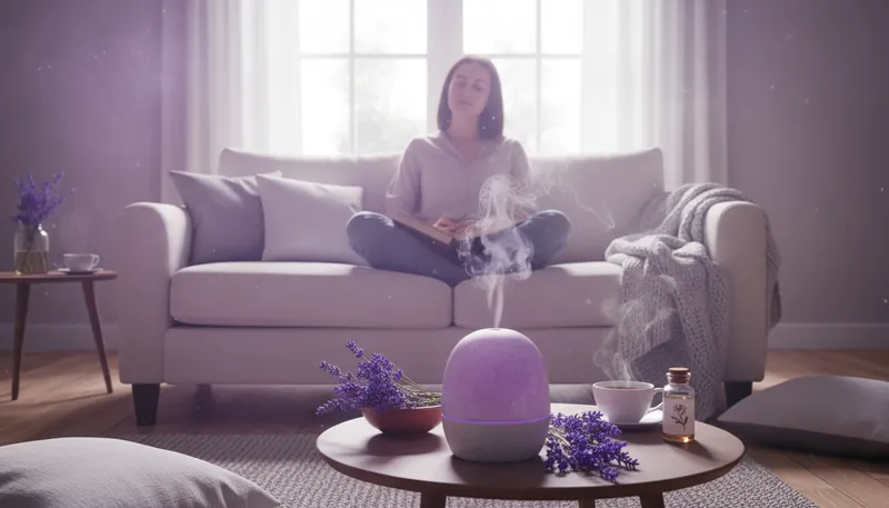 Illustration of aromatherapy: Use of scents for healing and relaxation.