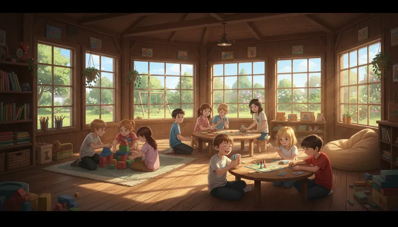 Illustration of clubhouse: A building for members to gather and socialize.