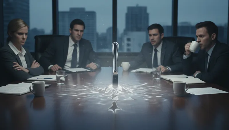 Illustration of you could cut the atmosphere with a knife: Tension or emotion is very thick in the air.