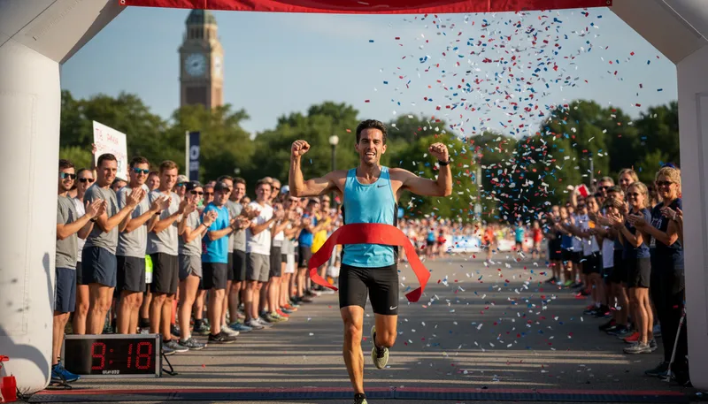 Illustration of front runner: Leading competitor in a race.