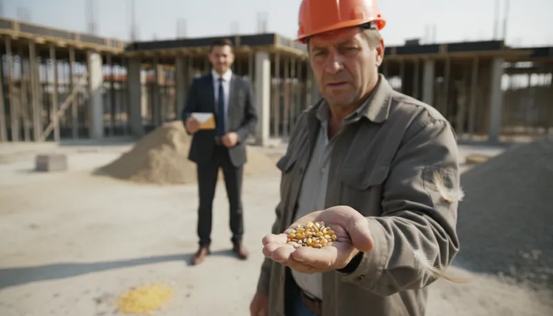 Illustration of chicken feed: a small amount of money