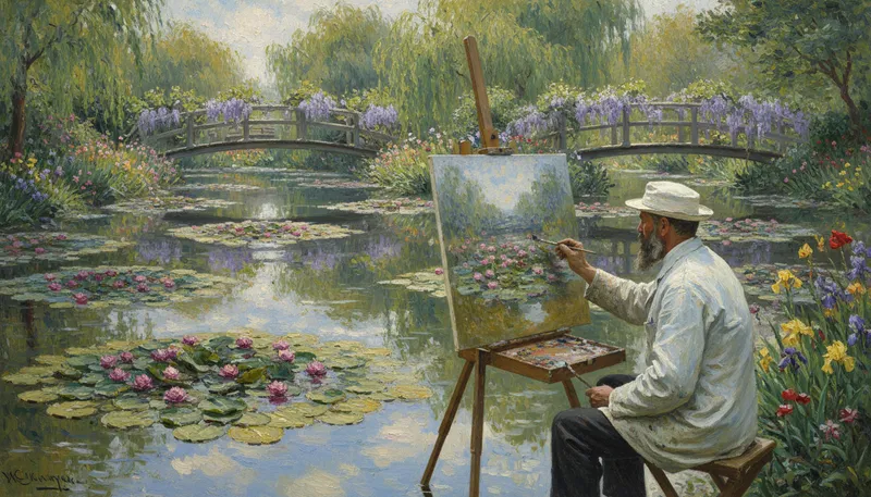 Illustration of monet: A famous French painter known for impressionism.