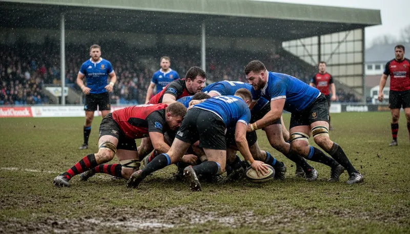 Illustration of ruck: A tight group of players in rugby.