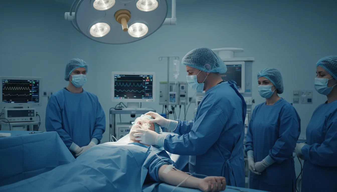 put someone under 的插图：to administer anesthesia for surgery